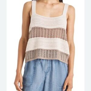 Splendid Nicola Mixed Stitch Sweater Camisole Tan & Cream Size Small NWT